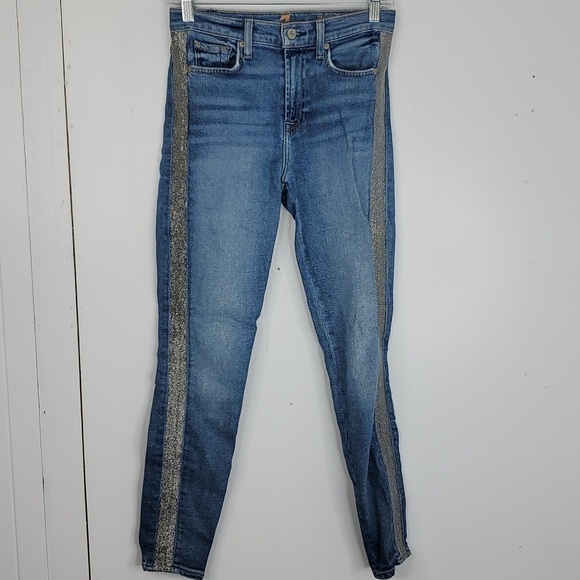 7 For All Mankind Denim - 7Fam Luxe Vintage High Waist Ankle Skinny Jeans Metallic Side Stripe Womens 25